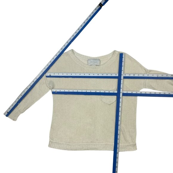Brochu Walker Linen Sweater S Cream 3/4 Sleeve Scoop Neck Lightweight Coastal - Picture 5 of 13